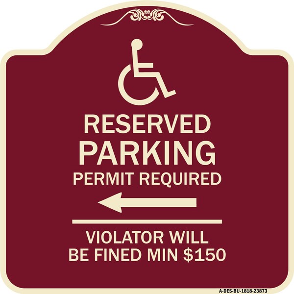 Signmission Modern Isa Connecticut Reserved Parking Permit Required Violators Fin Alum, 18" x 18", BU-1818-23873 A-DES-BU-1818-23873 - main